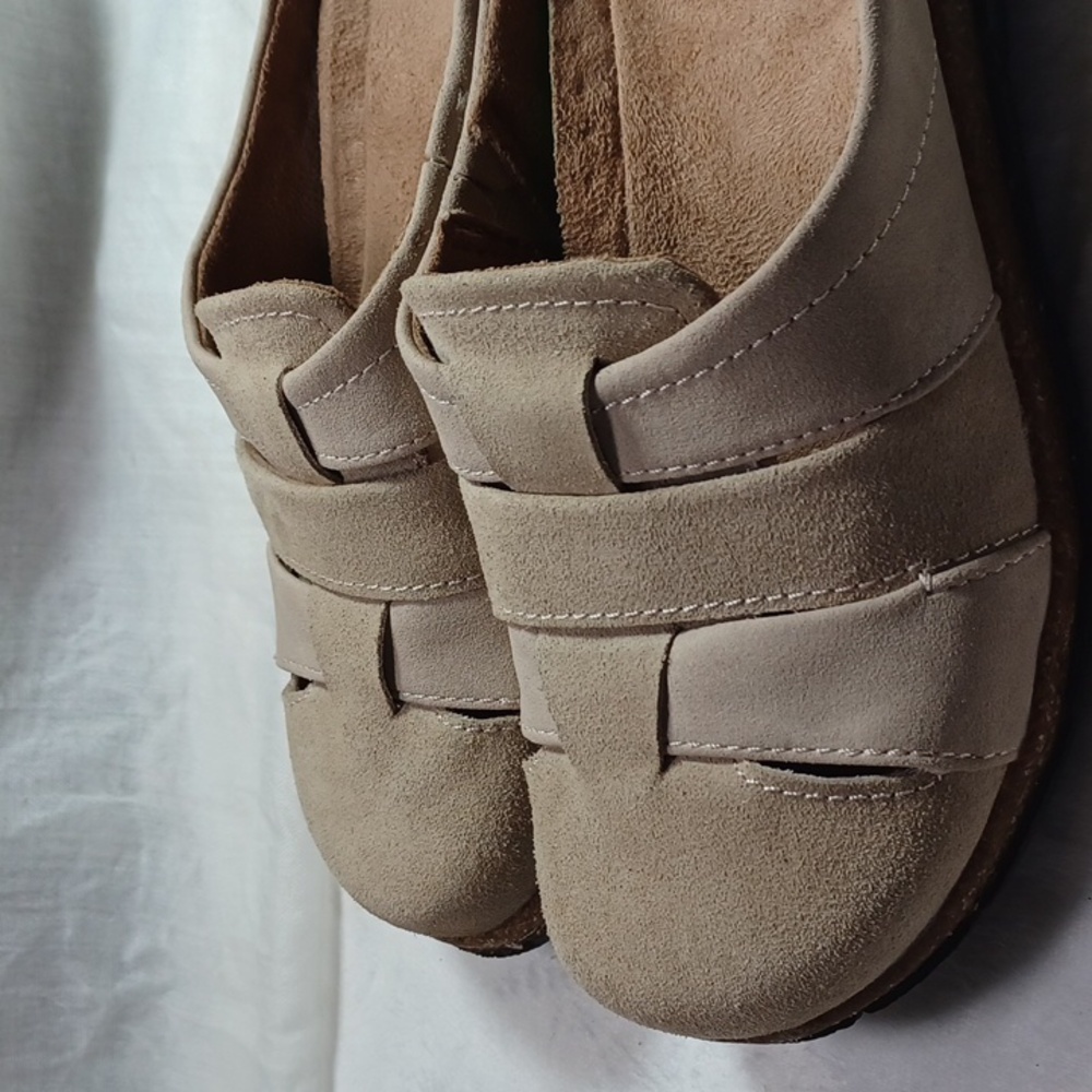 Earth Orgin Womans Tan Suede Clog Cork Slip On Comfort Shoes Sz 6 W New - Picture 9 of 11